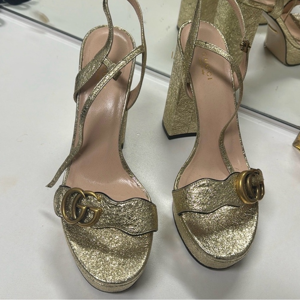 Gucci Gold Platform Heels